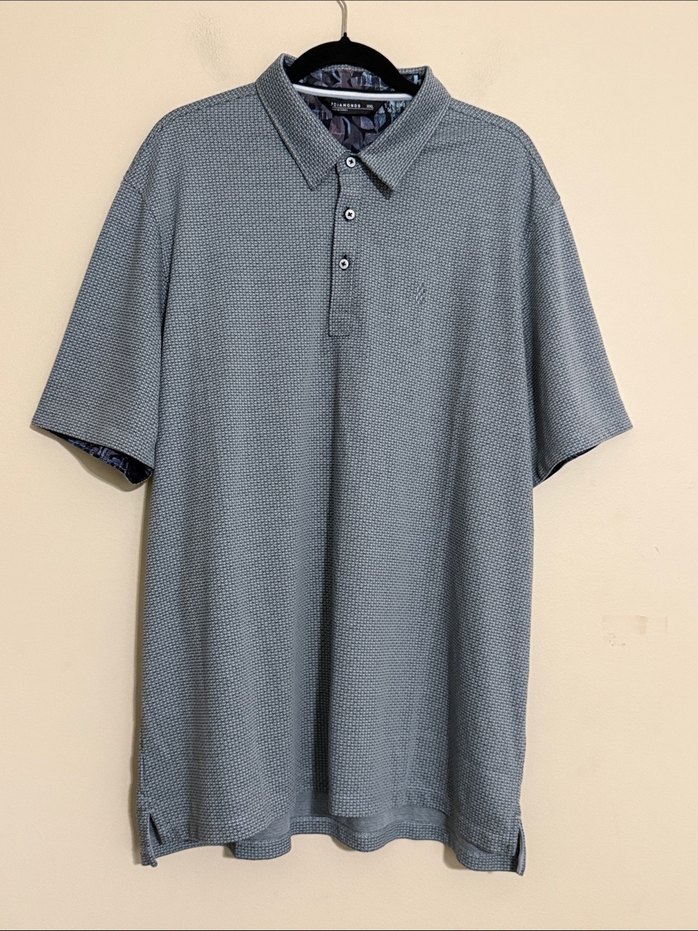 7 Diamonds Men's Grey Textured Polo XXL performance casual vacation office